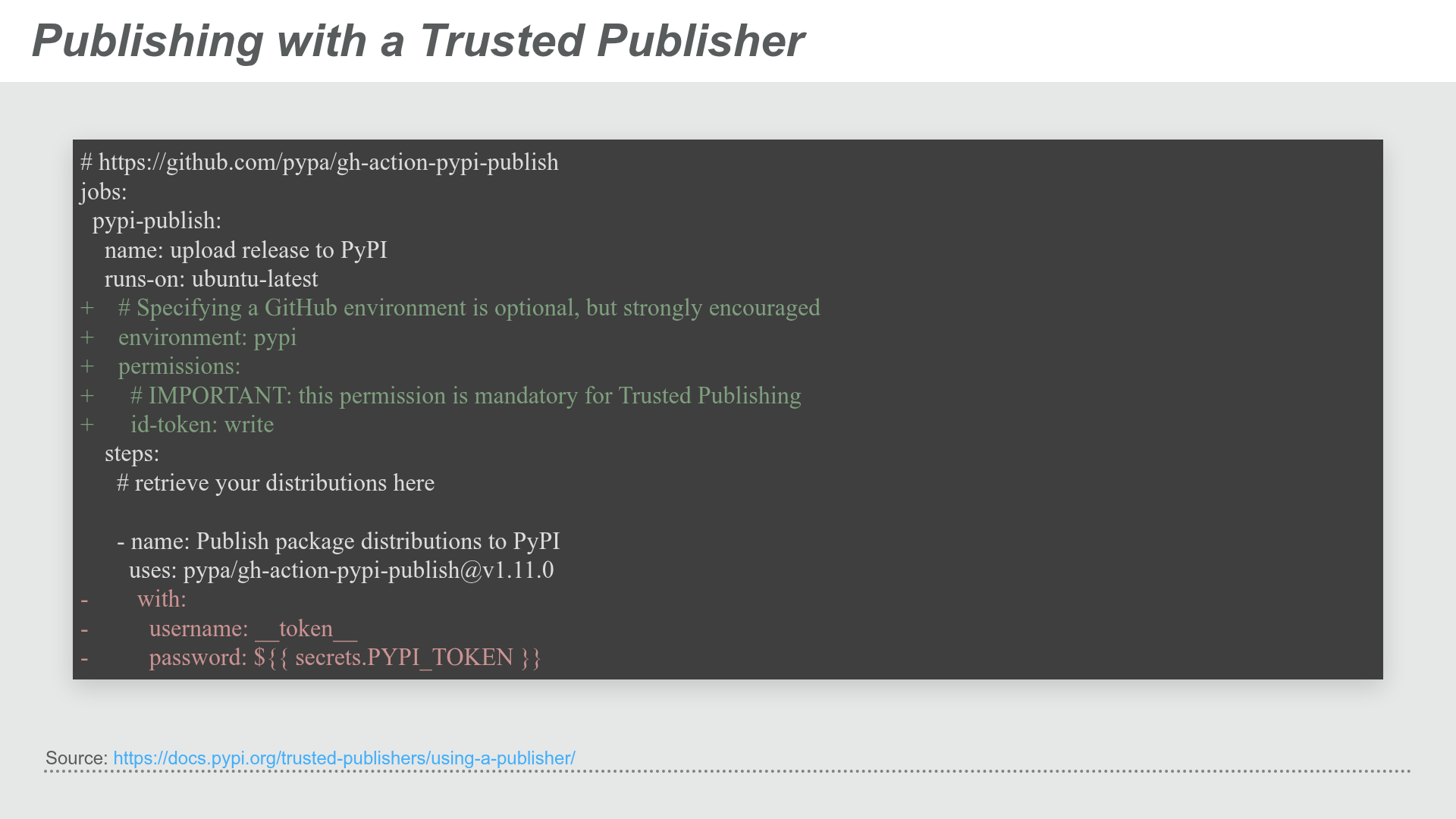 Trusted Publishing to PyPI Github Action