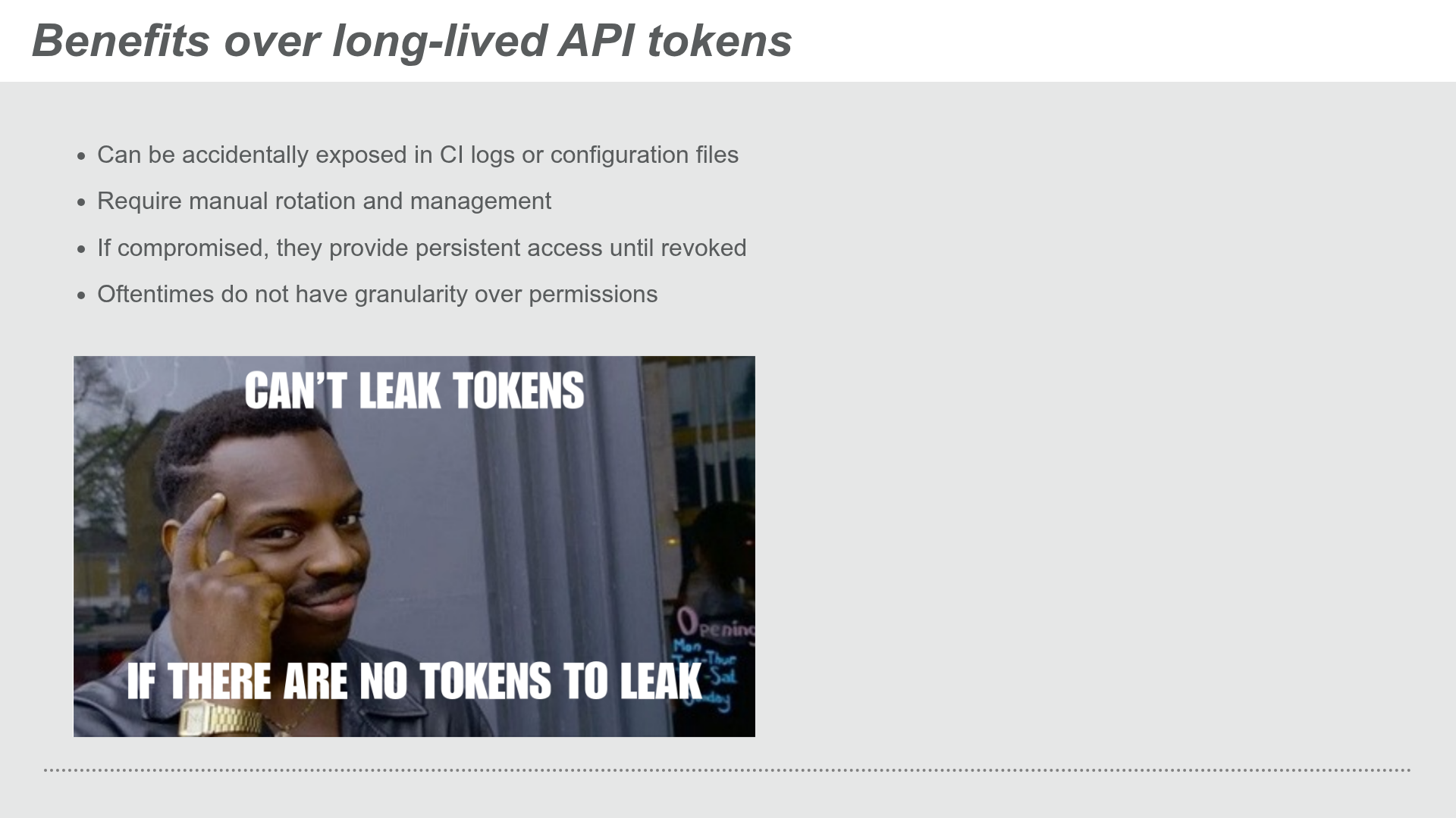 Benefits of trusted publishing vs long-lived API tokens